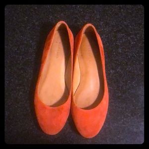 Orange suede Margaux ballet flats